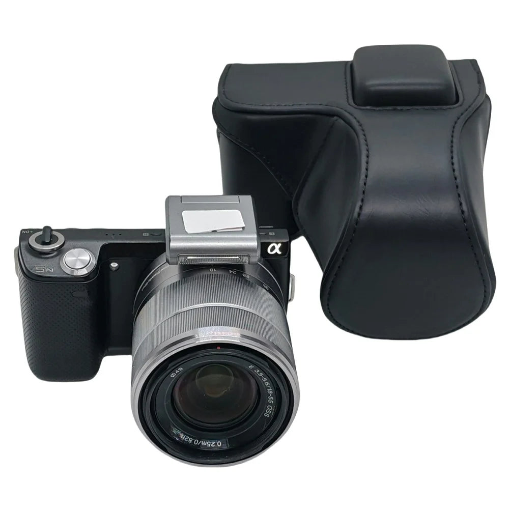 Leather Case for Sony NEX-5N / NEX-5C / NEX-5R / NEX-5T Anti-scratch Camera Protective Cover - Black - 1