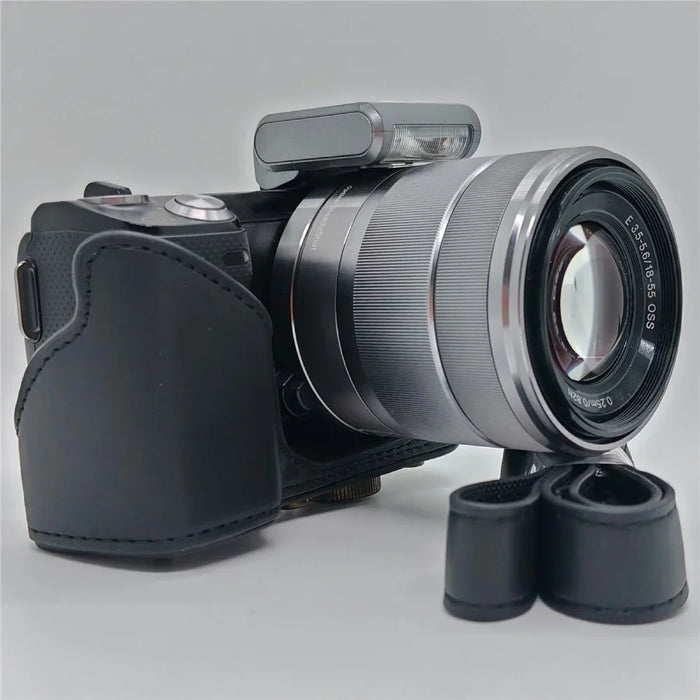 Leather Case for Sony NEX-5N / NEX-5C / NEX-5R / NEX-5T Anti-scratch Camera Protective Cover - Black - 3