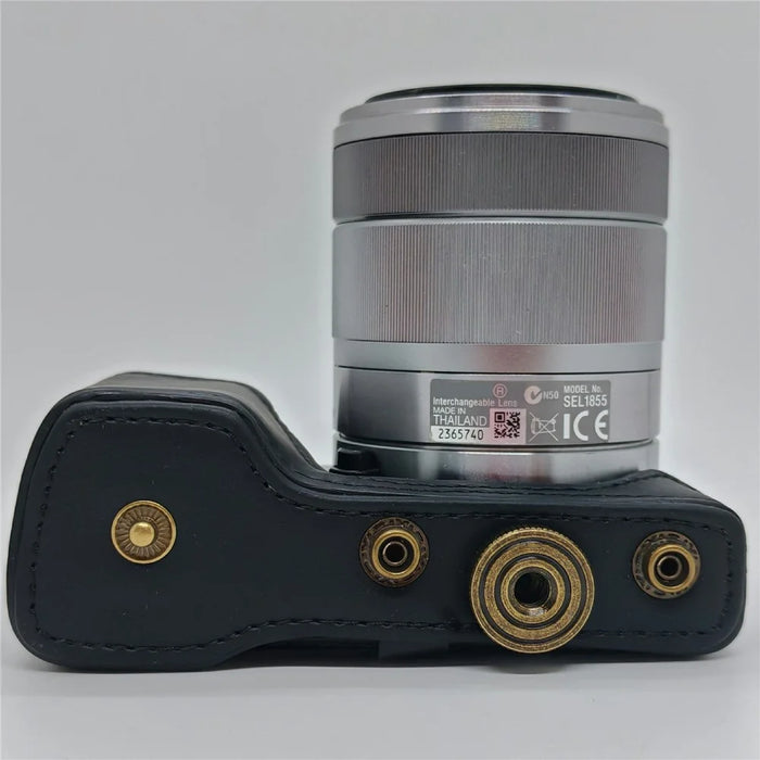 Leather Case for Sony NEX-5N / NEX-5C / NEX-5R / NEX-5T Anti-scratch Camera Protective Cover - Black - 4