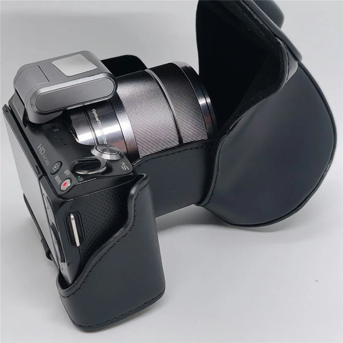 Leather Case for Sony NEX-5N / NEX-5C / NEX-5R / NEX-5T Anti-scratch Camera Protective Cover - Black - 5