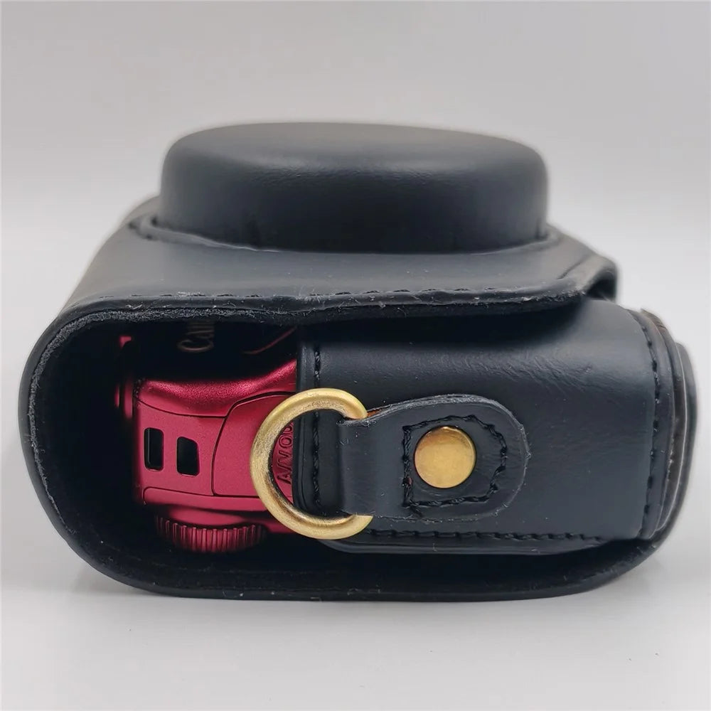 For Canon PowerShot SX710 HS / SX700 Camera Case PU Leather Protective Cover with Shoulder Strap - Black - 5