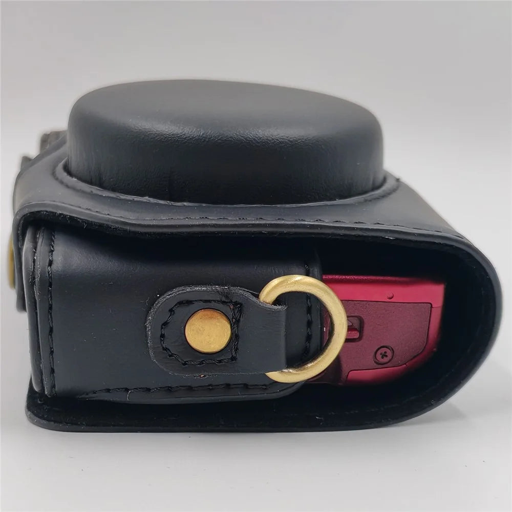 For Canon PowerShot SX710 HS / SX700 Camera Case PU Leather Protective Cover with Shoulder Strap - Black - 6