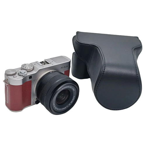 For Fujifilm X-A20 / X-A10 / X-A7 / X-A5 / X-A3 / X-A2 / X-A1 Camera Case Protective Cover PU Leather with Shoulder Strap - Black - 1