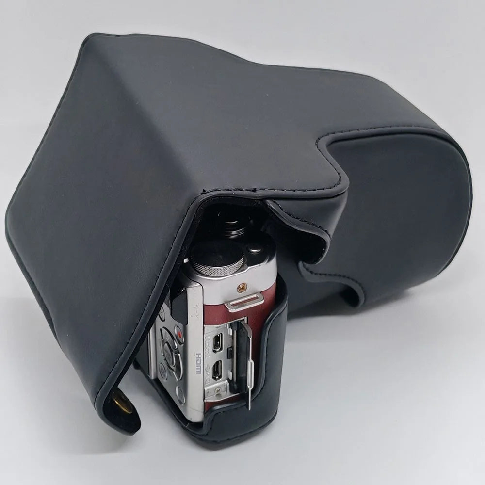 For Fujifilm X-A20 / X-A10 / X-A7 / X-A5 / X-A3 / X-A2 / X-A1 Camera Case Protective Cover PU Leather with Shoulder Strap - Black - 2