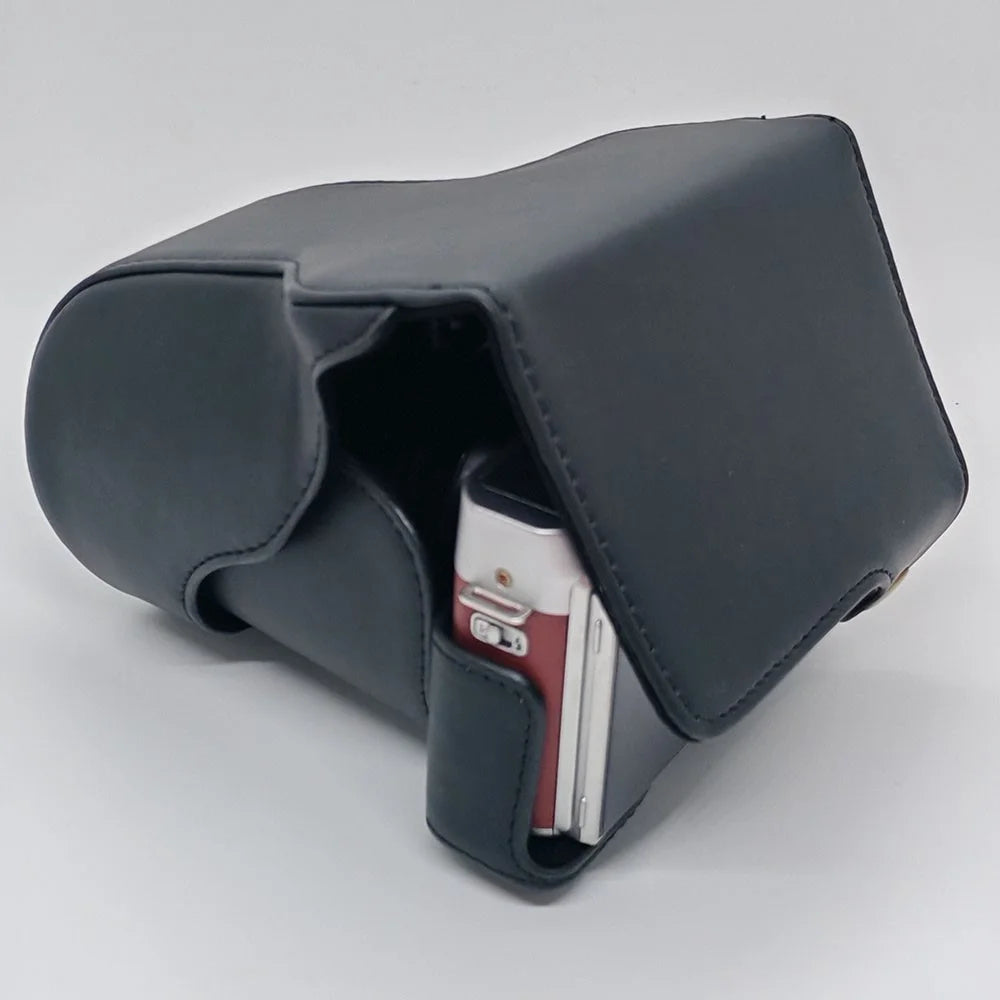For Fujifilm X-A20 / X-A10 / X-A7 / X-A5 / X-A3 / X-A2 / X-A1 Camera Case Protective Cover PU Leather with Shoulder Strap - Black - 3
