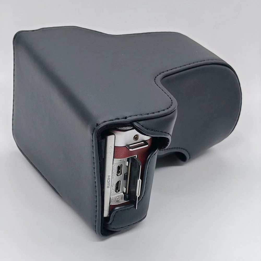 For Fujifilm X-A20 / X-A10 / X-A7 / X-A5 / X-A3 / X-A2 / X-A1 Camera Case Protective Cover PU Leather with Shoulder Strap - Black - 4