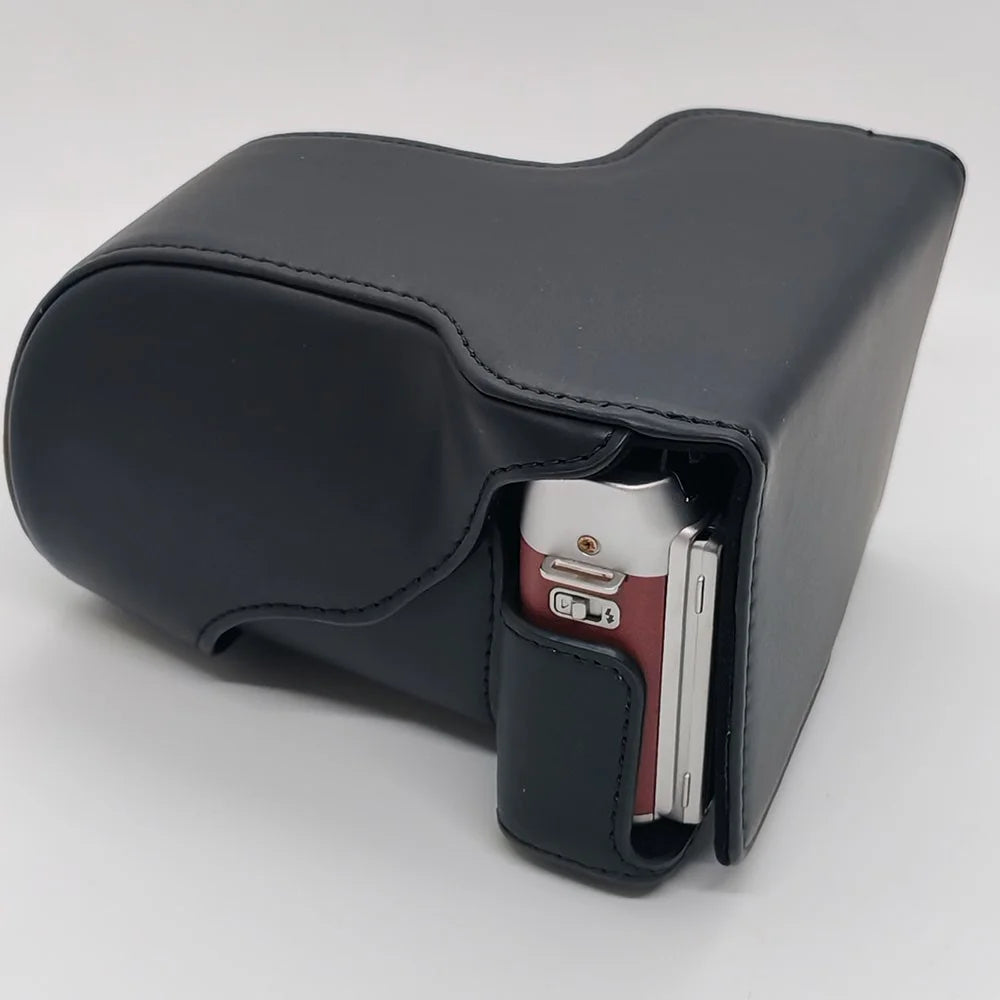 For Fujifilm X-A20 / X-A10 / X-A7 / X-A5 / X-A3 / X-A2 / X-A1 Camera Case Protective Cover PU Leather with Shoulder Strap - Black - 5