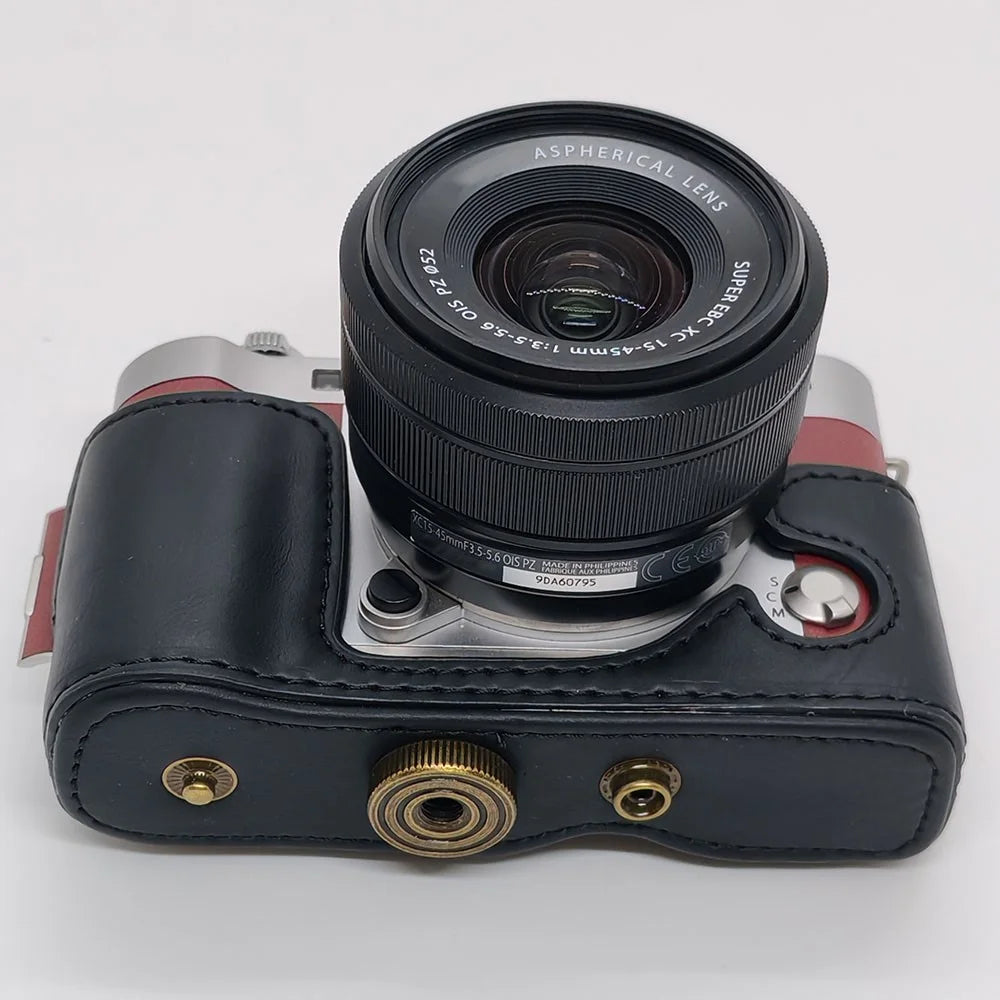 For Fujifilm X-A20 / X-A10 / X-A7 / X-A5 / X-A3 / X-A2 / X-A1 Camera Case Protective Cover PU Leather with Shoulder Strap - Black - 7