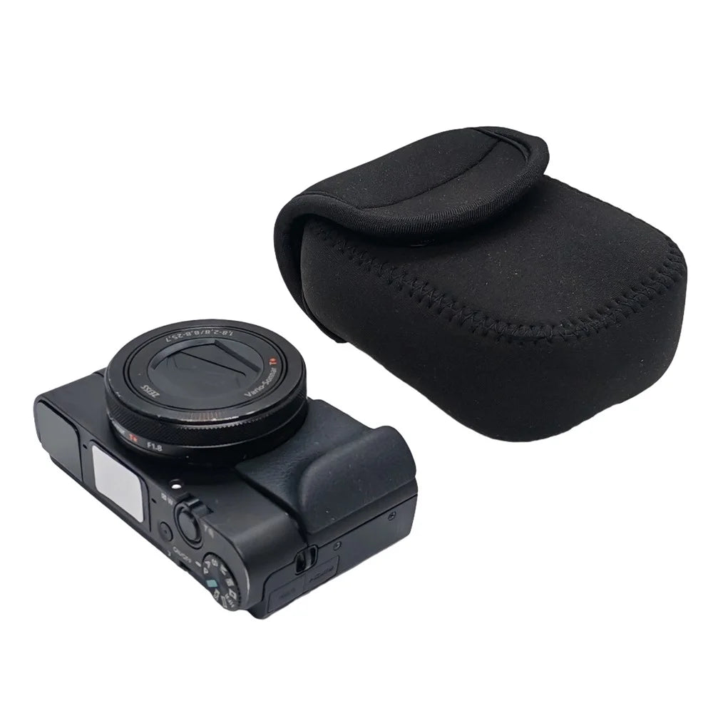 For Sony RX100M7 / M6 / M5 / M4 / M3 / M / RX100 Carrying Case Camera Inner Bag Shockproof Protective Pouch with Carabiner - Black - 1