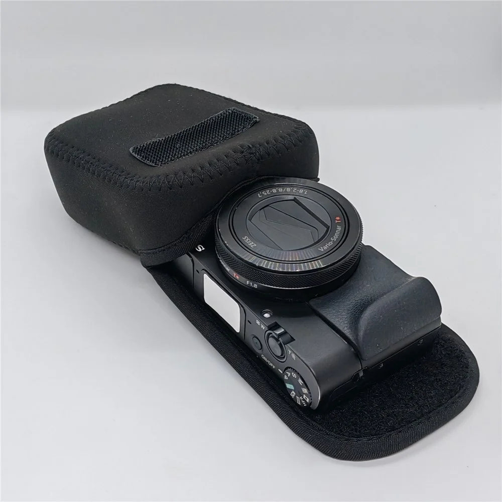 For Sony RX100M7 / M6 / M5 / M4 / M3 / M / RX100 Carrying Case Camera Inner Bag Shockproof Protective Pouch with Carabiner - Black - 3