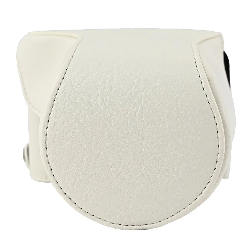 For Canon EOS R50 V Camera Case Litchi Texture Leather Cover with Battery Hole + Strap - White - 4