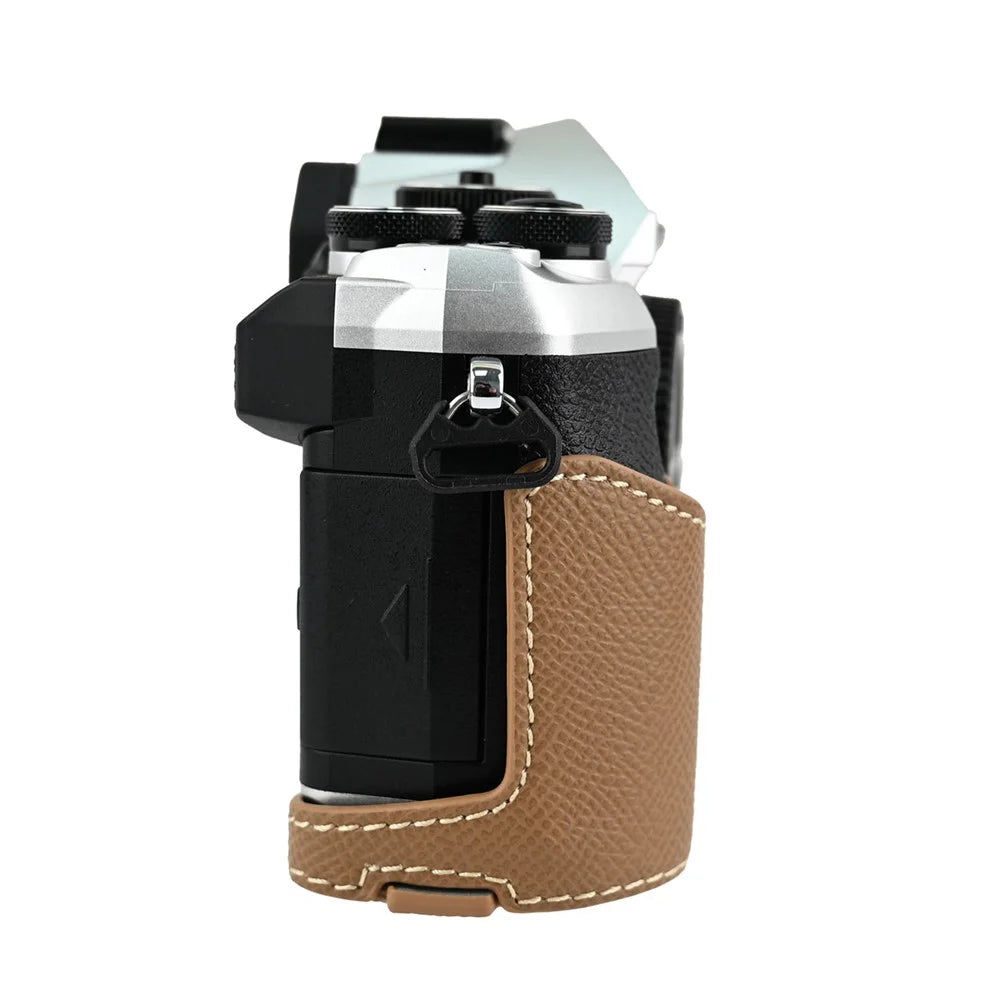 For Olympus OM-5 Mark II Camera Case PU Leather Protective Cover - Khaki - 3
