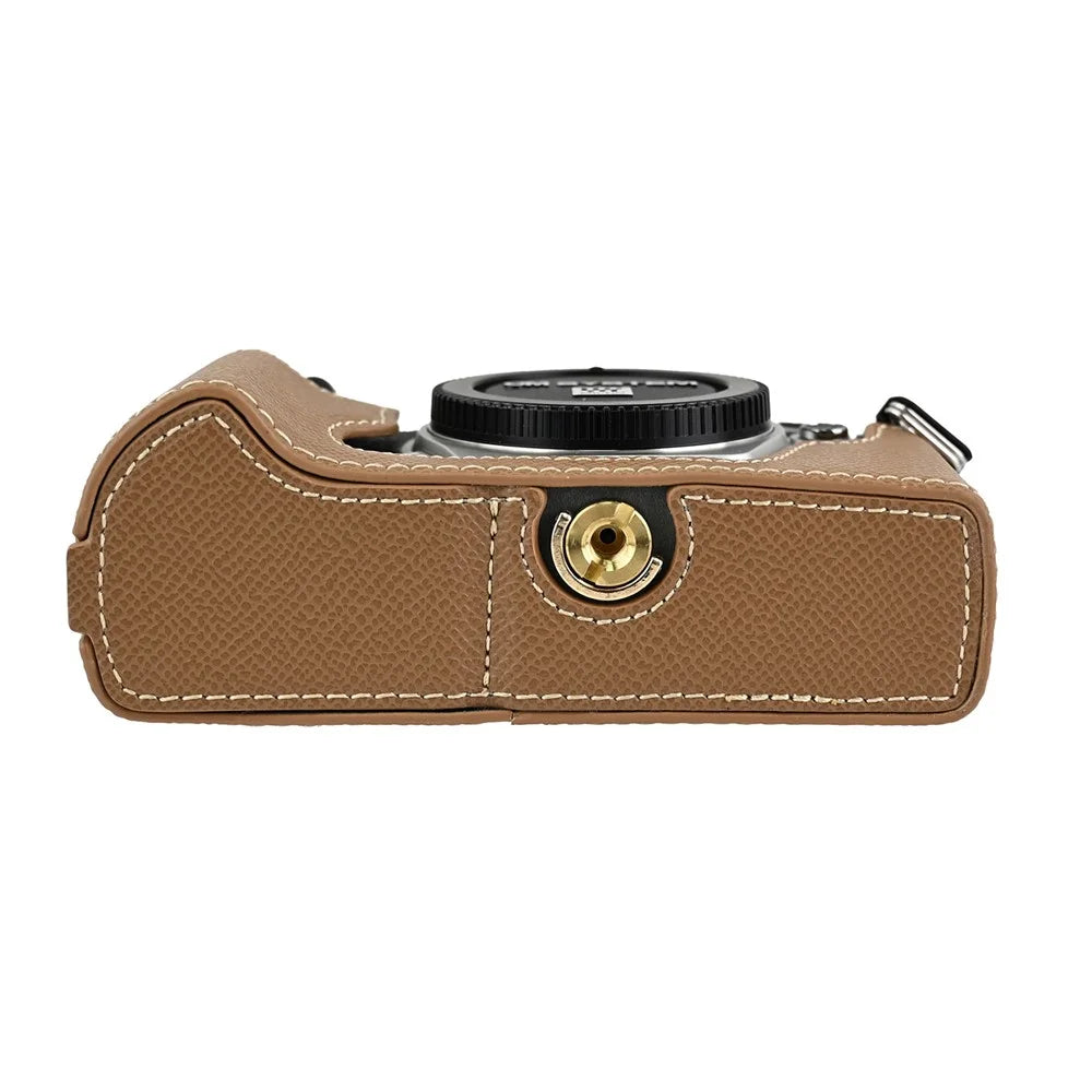 For Olympus OM-5 Mark II Camera Case PU Leather Protective Cover - Khaki - 5