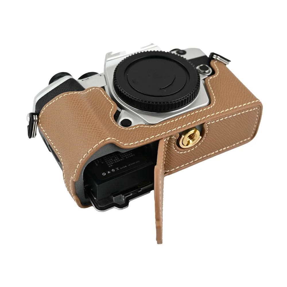 For Olympus OM-5 Mark II Camera Case PU Leather Protective Cover - Khaki - 6