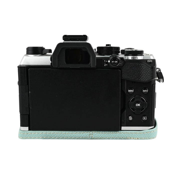 For Olympus OM-5 Mark II Camera Case with Shoulder Strap Leather Cover - Baby Blue - 3