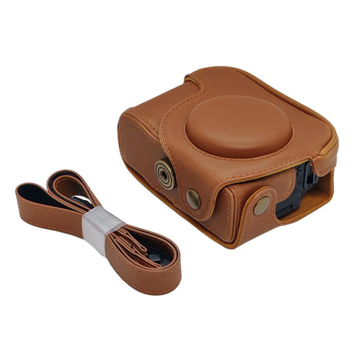 Camera Bag For Canon PowerShot G12 / G11 / G10 Anti Scratch PU Leather Portable Case with Shoulder Strap - Brown - 1