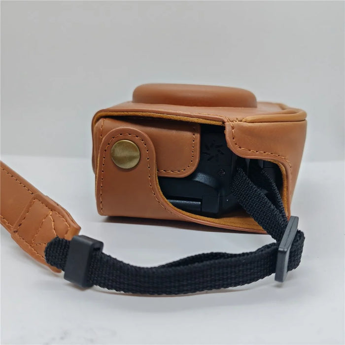 Camera Bag For Canon PowerShot G12 / G11 / G10 Anti Scratch PU Leather Portable Case with Shoulder Strap - Brown - 3