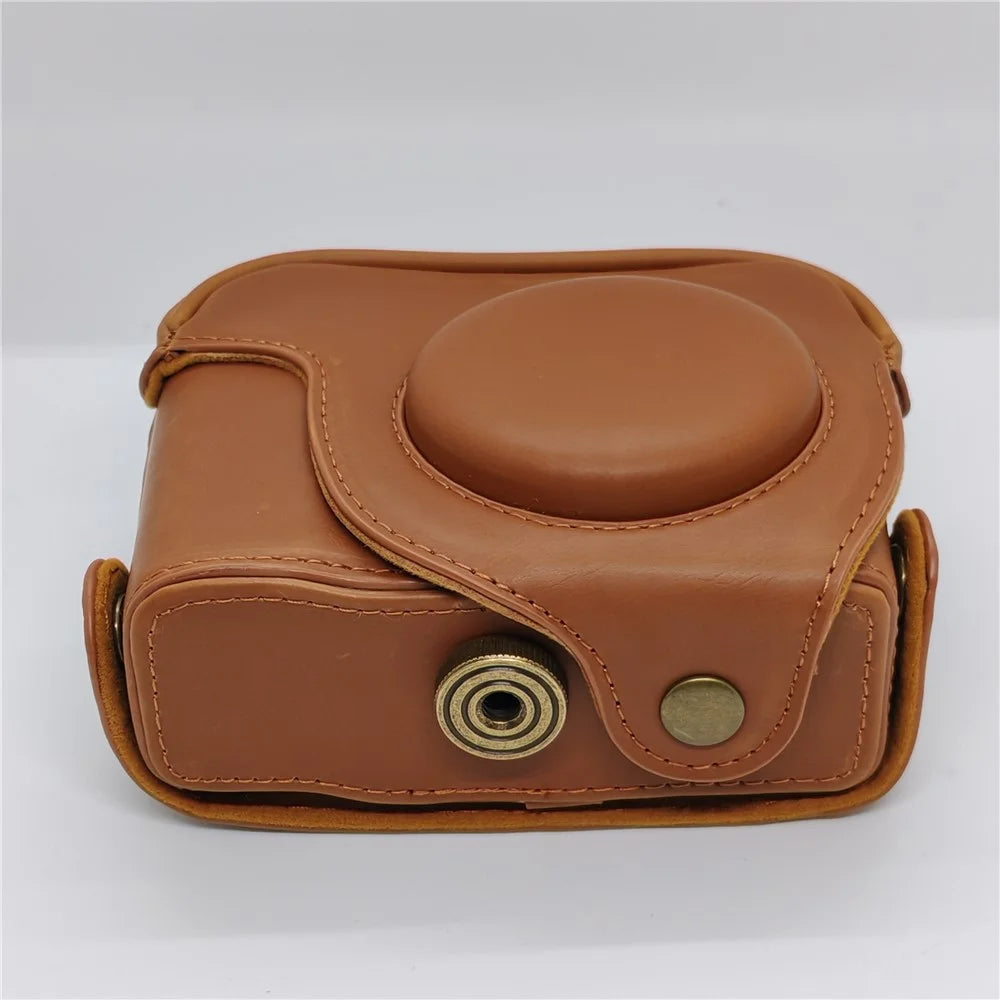 Camera Bag For Canon PowerShot G12 / G11 / G10 Anti Scratch PU Leather Portable Case with Shoulder Strap - Brown - 4