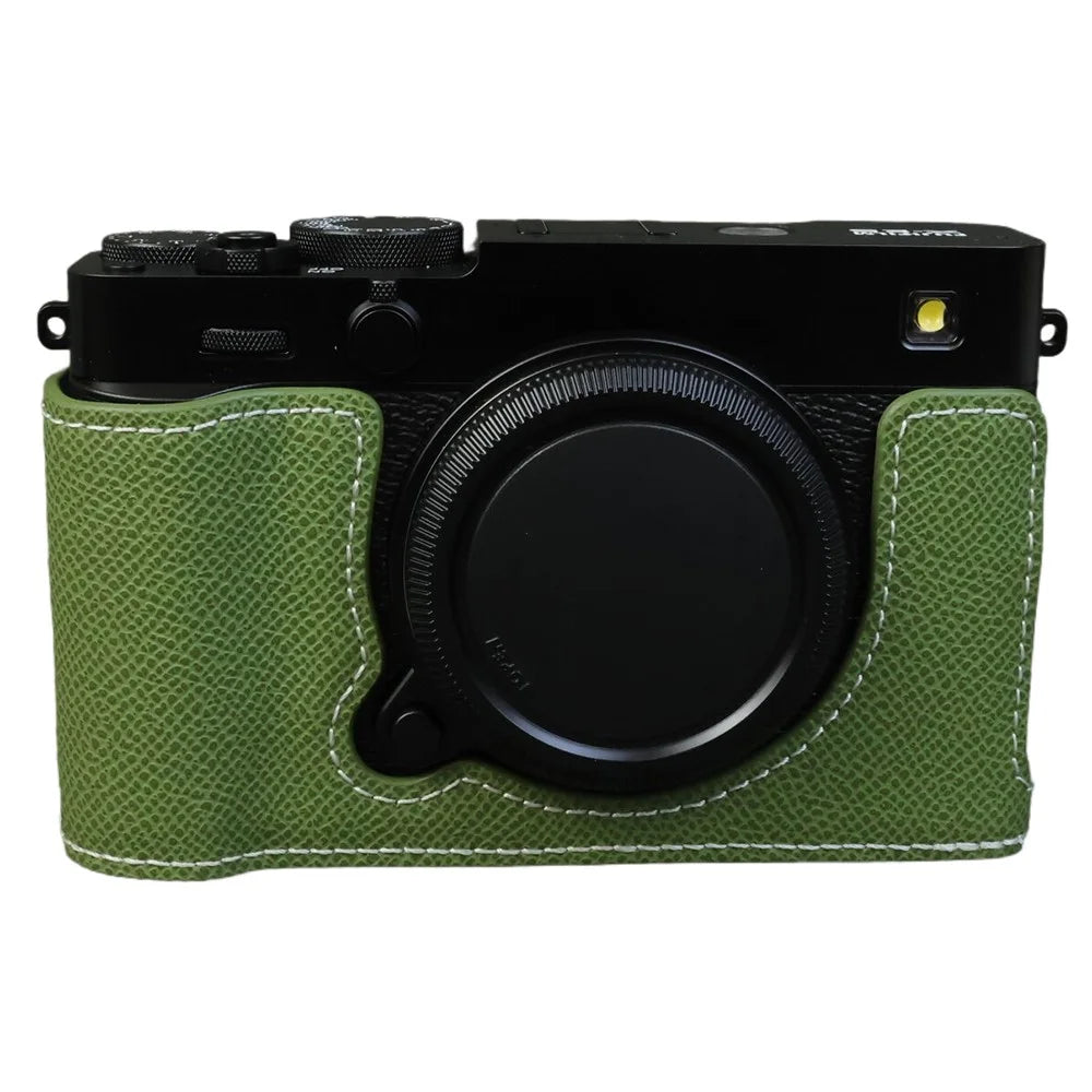 For Fujifilm X-E5 Camera Half Case with Detachable Battery Access PU Leather Protective Cover - Green - 1
