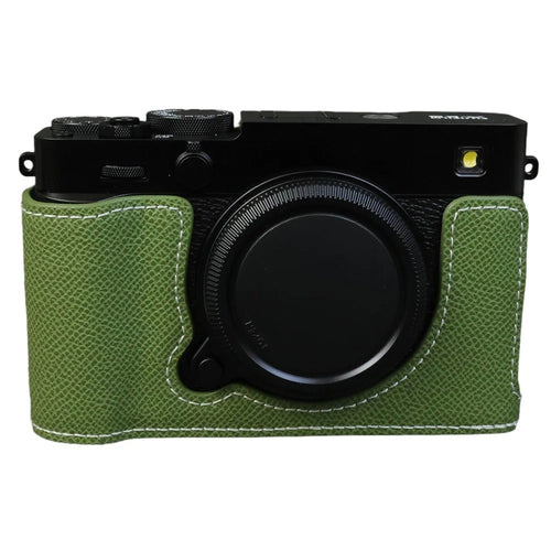 For Fujifilm X-E5 Camera Half Case with Detachable Battery Access PU Leather Protective Cover - Green - 1