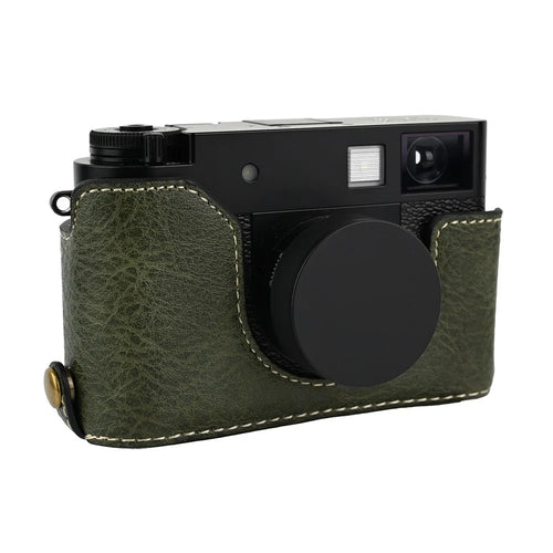 For Fujifilm X Half Camera Case with Battery Opening Litchi Texture PU Leather Protective Cover - Green - 1