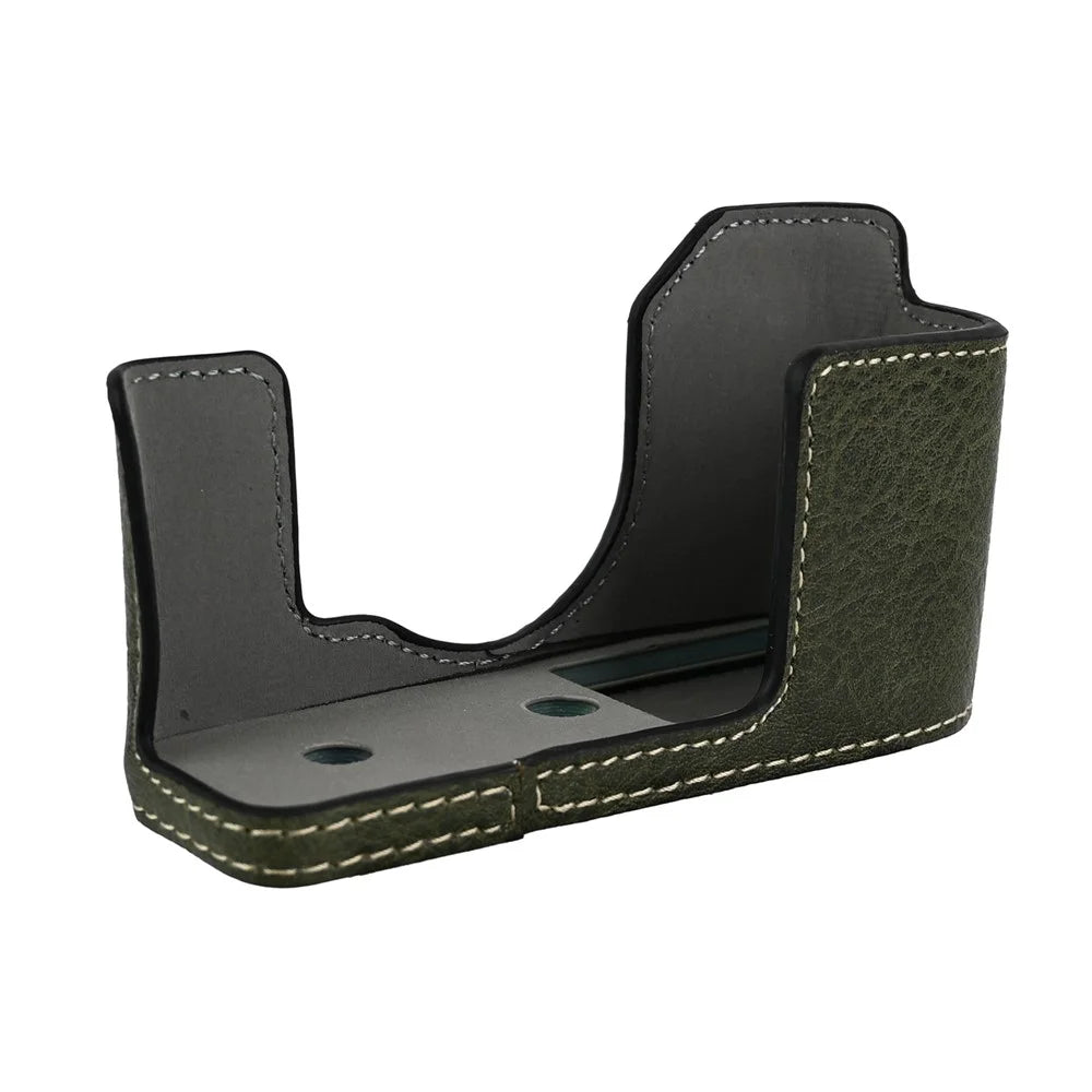 For Fujifilm X Half Camera Case with Battery Opening Litchi Texture PU Leather Protective Cover - Green - 4