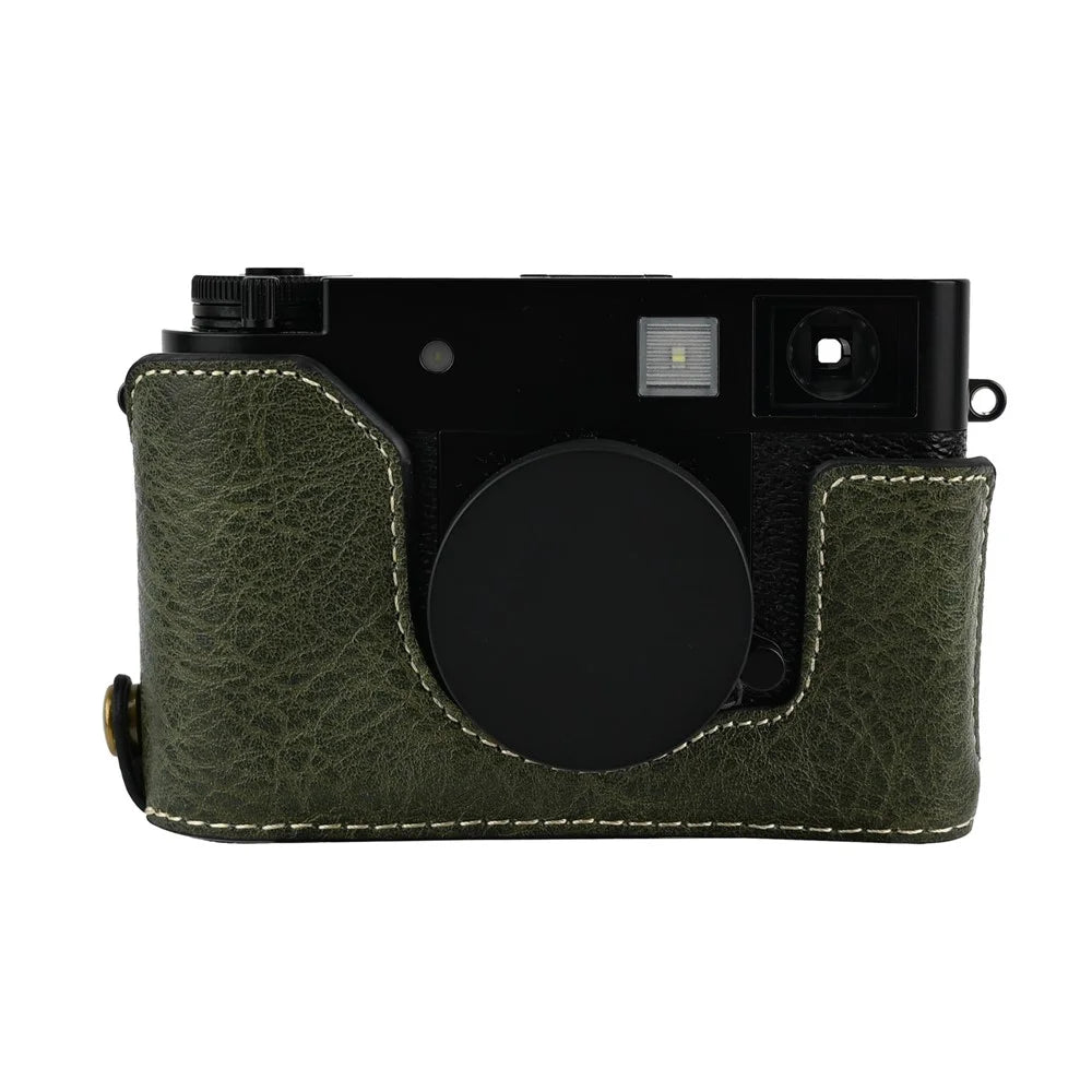 For Fujifilm X Half Camera Case with Battery Opening Litchi Texture PU Leather Protective Cover - Green - 5