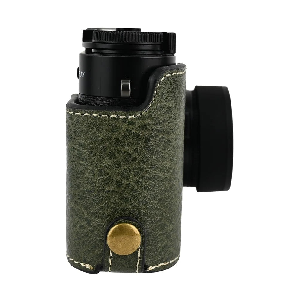 For Fujifilm X Half Camera Case with Battery Opening Litchi Texture PU Leather Protective Cover - Green - 6