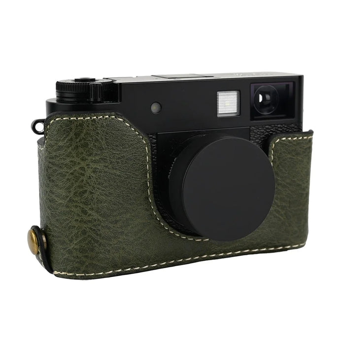 For Fujifilm X Half Camera Half Case Litchi Texture Battery Opening PU Leather Cover with Shoulder Strap - Green - 2