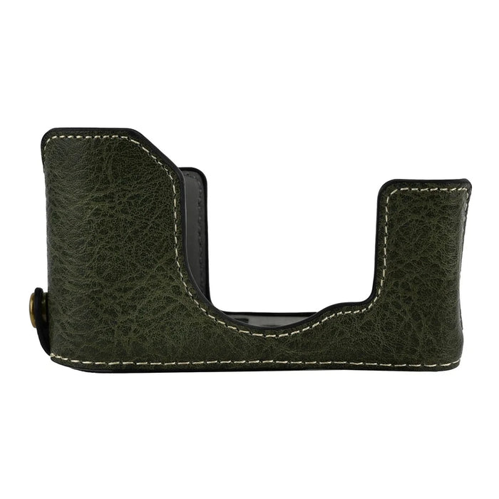 For Fujifilm X Half Camera Half Case Litchi Texture Battery Opening PU Leather Cover with Shoulder Strap - Green - 3