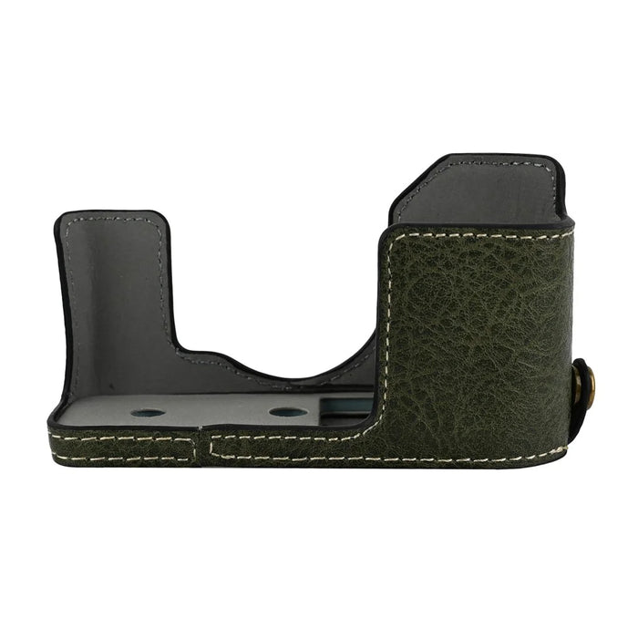 For Fujifilm X Half Camera Half Case Litchi Texture Battery Opening PU Leather Cover with Shoulder Strap - Green - 4