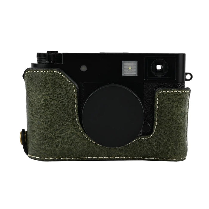 For Fujifilm X Half Camera Half Case Litchi Texture Battery Opening PU Leather Cover with Shoulder Strap - Green - 6