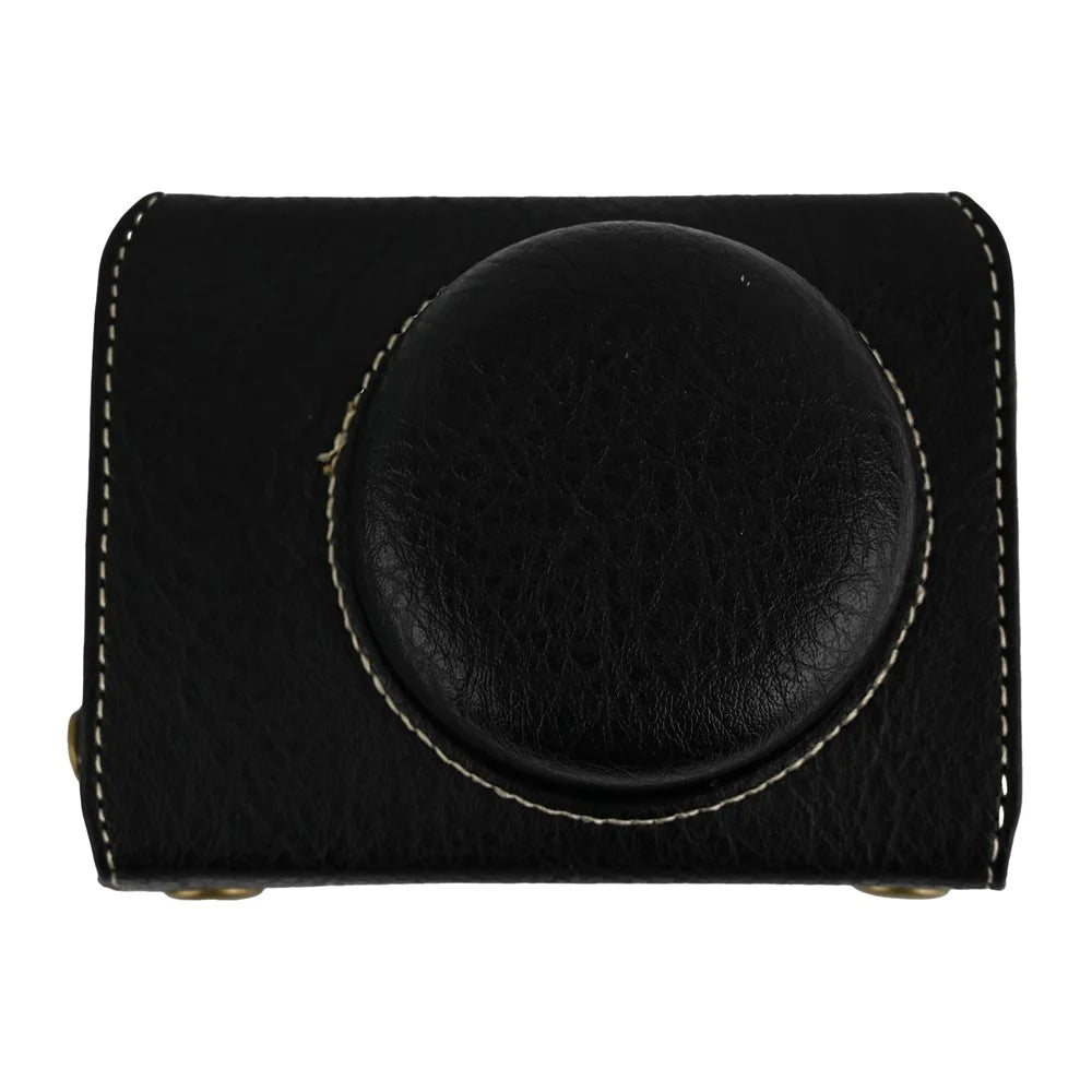For Fujifilm X Half Camera Case Litchi Texture Leather Cover with Battery Hole + Strap - Black - 2