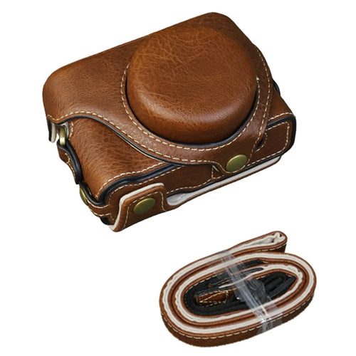 For Sony ZV-1F / ZV-1M2 Camera Case with Battery Opening Portable Leather Camera Protective Cover - Coffee - 1