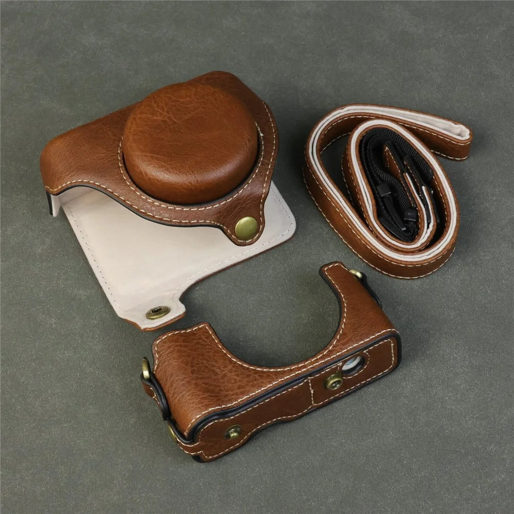 For Sony ZV-1F / ZV-1M2 Camera Case with Battery Opening Portable Leather Camera Protective Cover - Coffee - 2