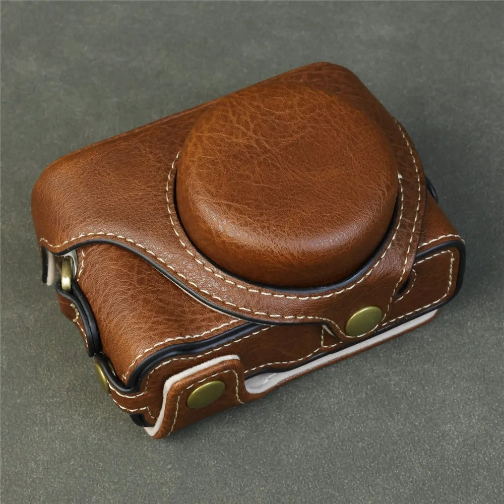 For Sony ZV-1F / ZV-1M2 Camera Case with Battery Opening Portable Leather Camera Protective Cover - Coffee - 4
