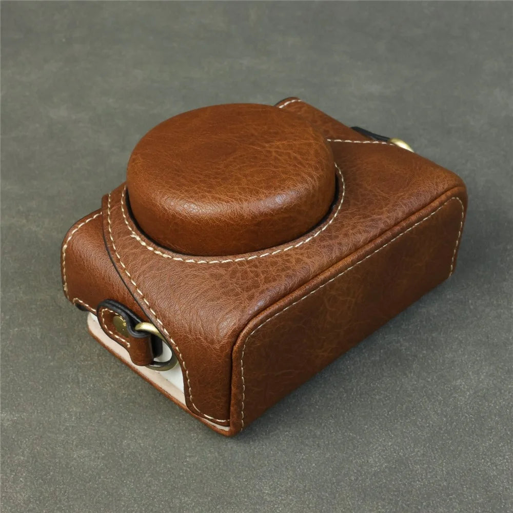 For Sony ZV-1F / ZV-1M2 Camera Case with Battery Opening Portable Leather Camera Protective Cover - Coffee - 5
