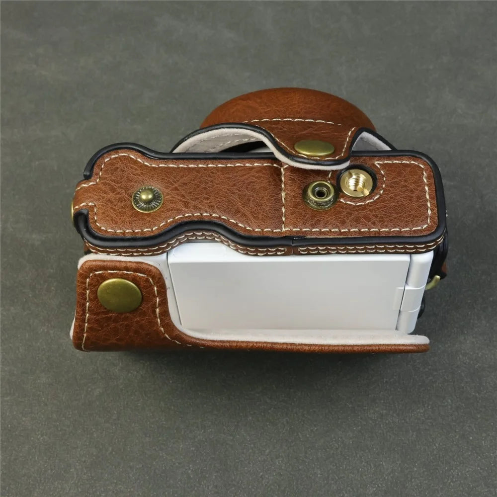 For Sony ZV-1F / ZV-1M2 Camera Case with Battery Opening Portable Leather Camera Protective Cover - Coffee - 7