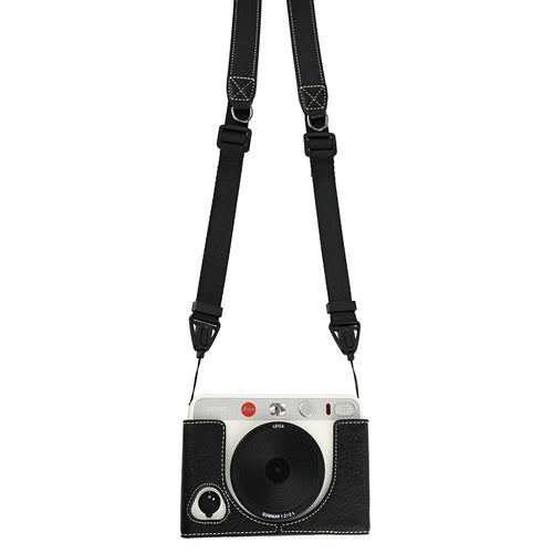 For Leica SOFORT 2 PU Leather Bottom Cover with Battery Access / Strap Shockproof Camera Half Case - Black - 1