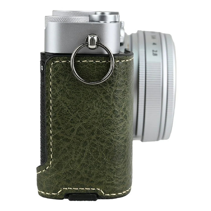 For Fujifilm X-E5 Camera Half Case Litchi Texture Leather Bottom Cover with Battery Opening - Green - 4