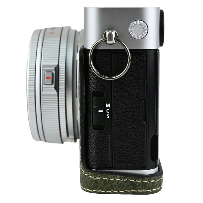 For Fujifilm X-E5 Camera Half Case Litchi Texture Leather Bottom Cover with Battery Opening - Green - 5