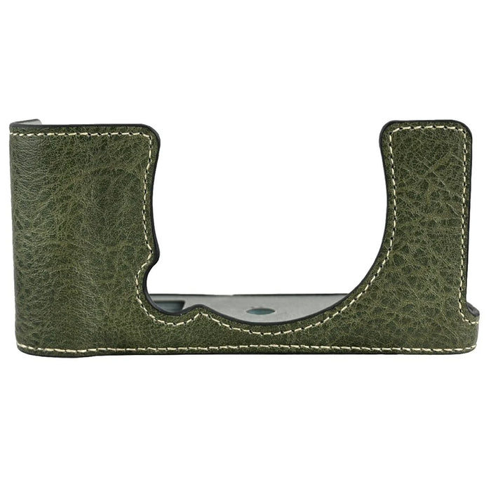 For Fujifilm X-E5 Camera Half Case Battery Opening Litchi Texture Leather Bottom Cover with Shoulder Strap - Green - 6