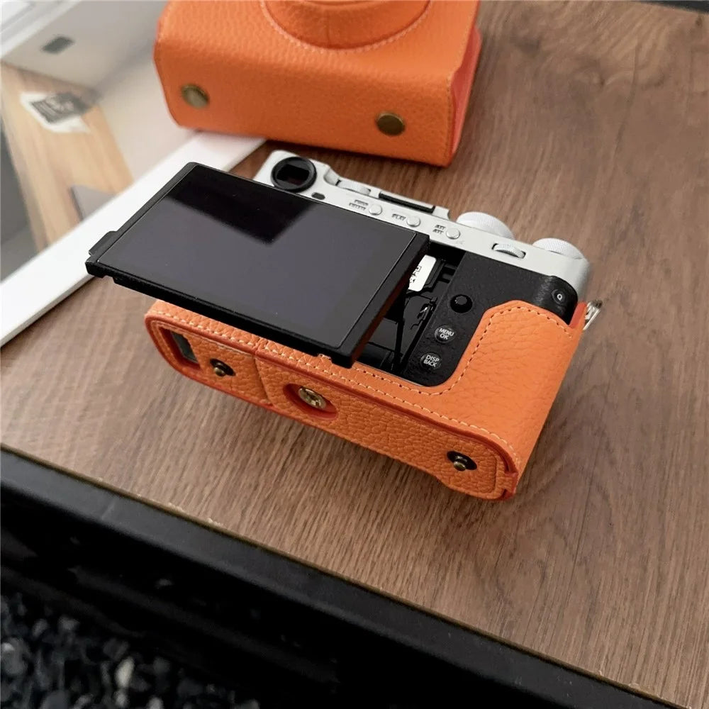 Camera Case for Fujifilm X-E5 Leather Protective Cover with Battery Storage Compartment Anti Scratch - Orange - 6