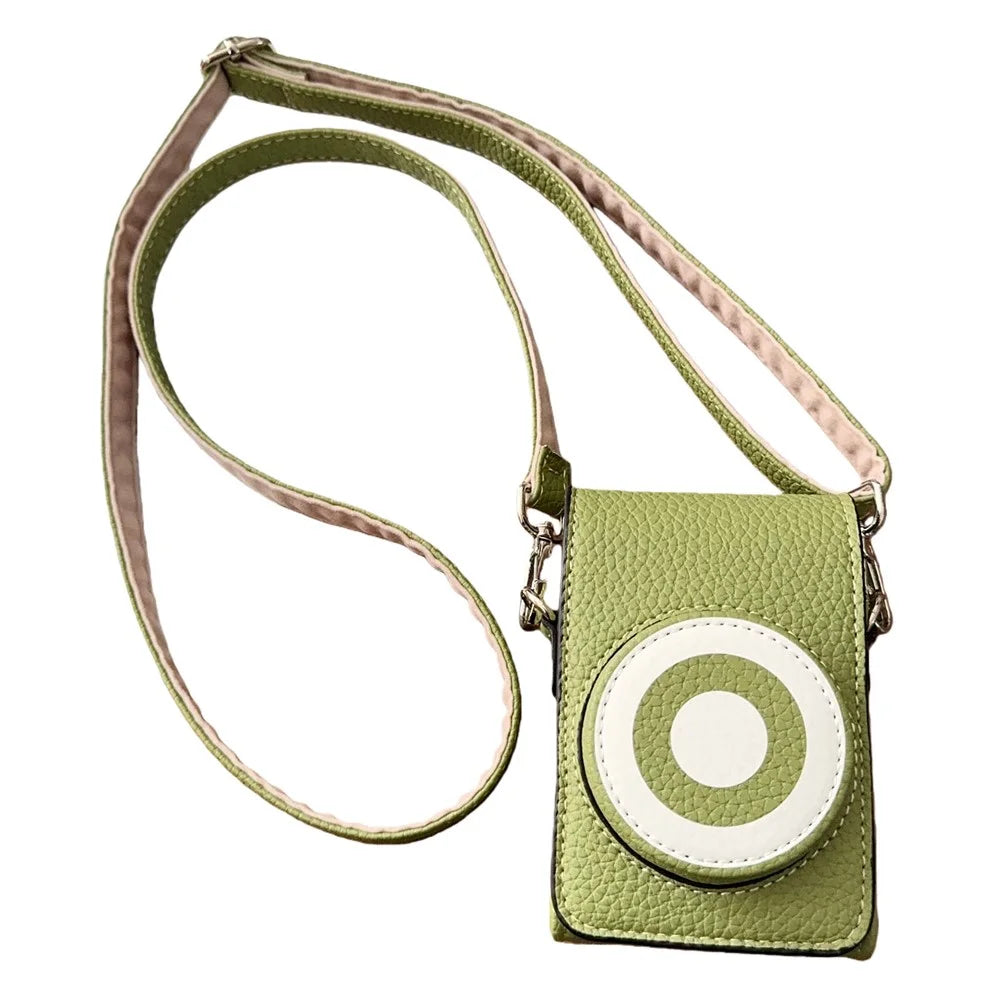 Camera Case with Shoulder Strap for Canon Sony Ricoh Panasonic Camera Retro PU Leather Protective Bag - Green - 1