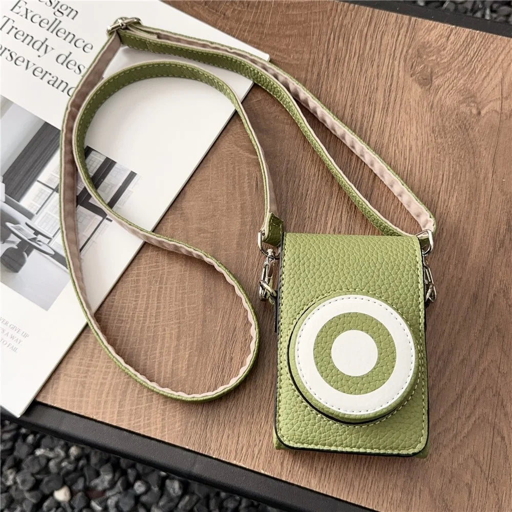 Camera Case with Shoulder Strap for Canon Sony Ricoh Panasonic Camera Retro PU Leather Protective Bag - Green - 3