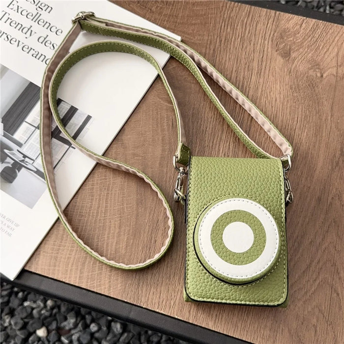 Camera Case with Shoulder Strap for Canon Sony Ricoh Panasonic Camera Retro PU Leather Protective Bag - Green - 3
