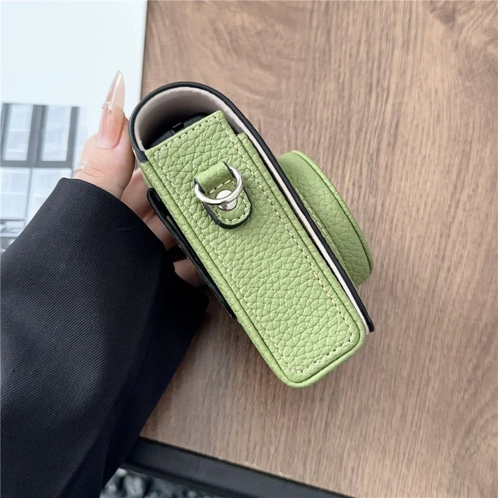 Camera Case with Shoulder Strap for Canon Sony Ricoh Panasonic Camera Retro PU Leather Protective Bag - Green - 6