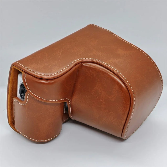Retro PU Leather Camera Case for Sony A5000  /  A5100  /  NEX3N White Stitch Camera Bag with Shoulder Strap Soft Microfiber Lining Protective Case - Brown - 3