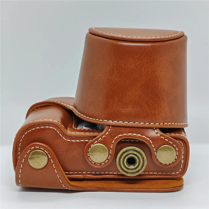 Retro PU Leather Camera Case for Sony A5000  /  A5100  /  NEX3N White Stitch Camera Bag with Shoulder Strap Soft Microfiber Lining Protective Case - Brown - 7