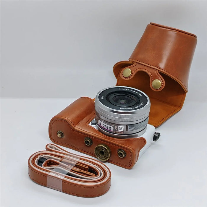 Retro Leather Case Camera Bag for Sony A5000  /  A5100  /  NEX3N PU Camera Protective Cover with Shoulder Strap - Brown - 2